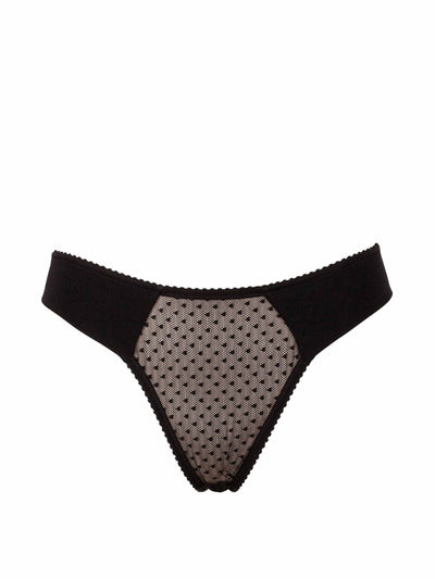 Rossell England Cotton stretch tulle thong at Collagerie