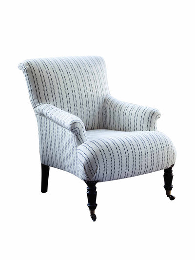 Rowen and Wren Finley armchair, inky windmill stripe at Collagerie