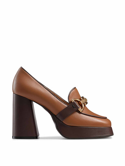 Russell & Bromley Tan platform loafer at Collagerie