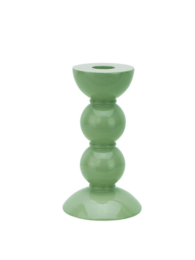 Addison Ross Short bobbin candlestick in sage green at Collagerie