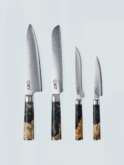 Santoku Knives Aiko black Damascus steel knife at Collagerie