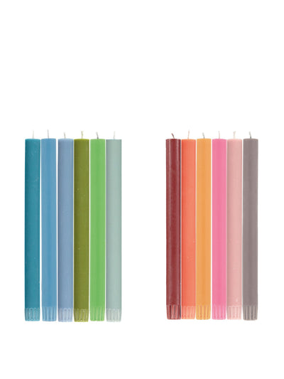 British Colour Standard Mixed rainbow dinner candles (set of six) at Collagerie