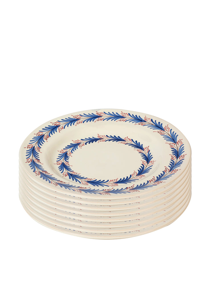 Heather floral dinner plate Interiors Sharland England Blue and Pink Set of 8  - Collagerie