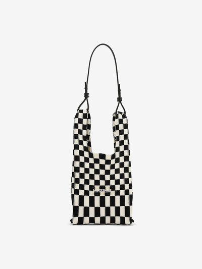 Lastframe Market small checked woven tote bag at Collagerie