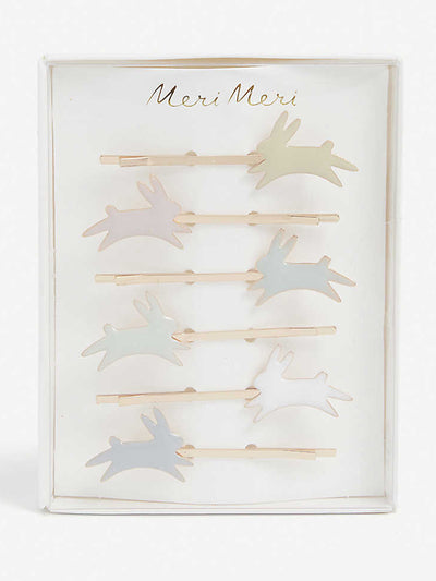 Meri Meri Enamel bunny hair slides (set of 6) at Collagerie