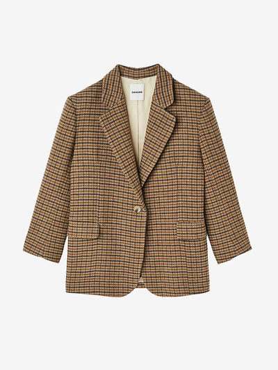 Sandro Check-print woven blazer at Collagerie