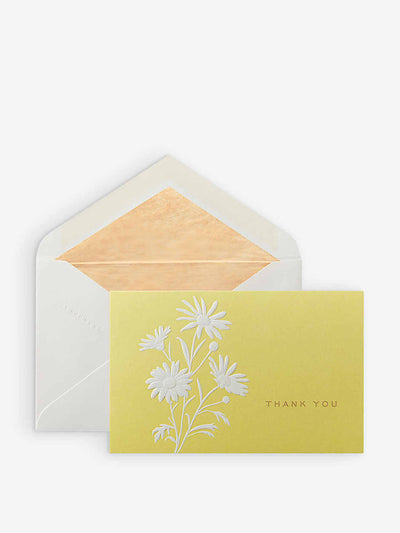 Smythson Yellow floral thank you cards (set of 10) at Collagerie