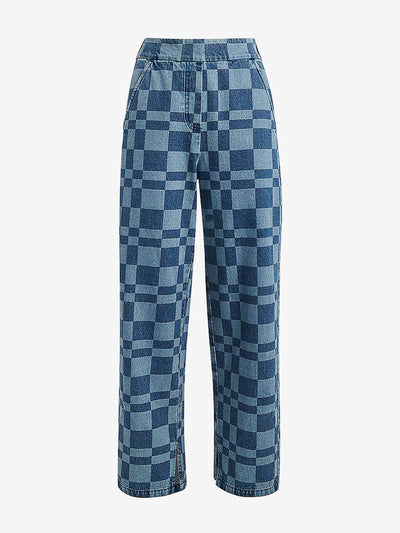 Whistles Checkerboard-print wide-leg jeans at Collagerie