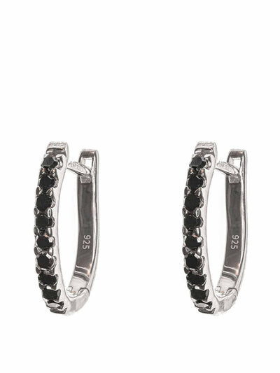 Kirstie Le Marque Black diamond and silver huggie hoops at Collagerie