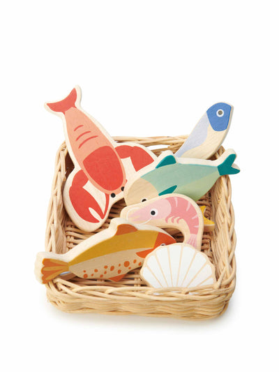 Tender Leaf Toys Seafood wooden basket at Collagerie