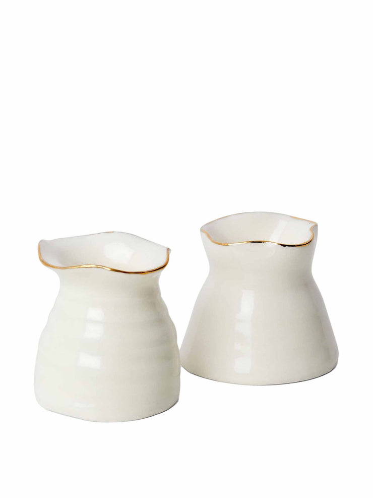 Pair of porcelain candleholders with gold lustre edge Interiors Joanna Ling Ceramics    - Collagerie