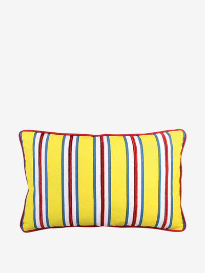 &Klevering Yellow and red striped cushion at Collagerie