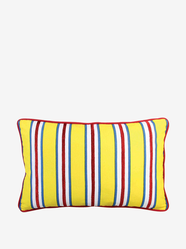 Yellow and red striped cushion