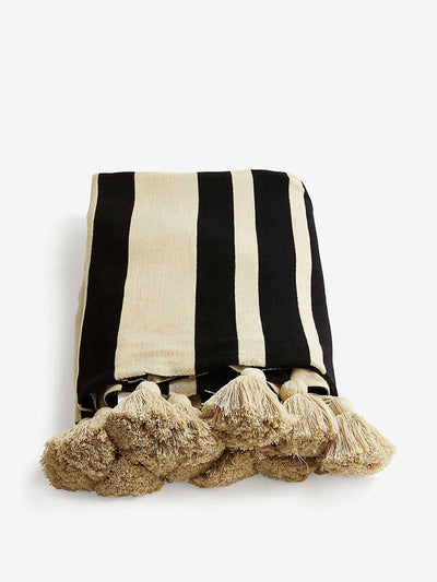 Soho Home Black and white striped cotton throw at Collagerie