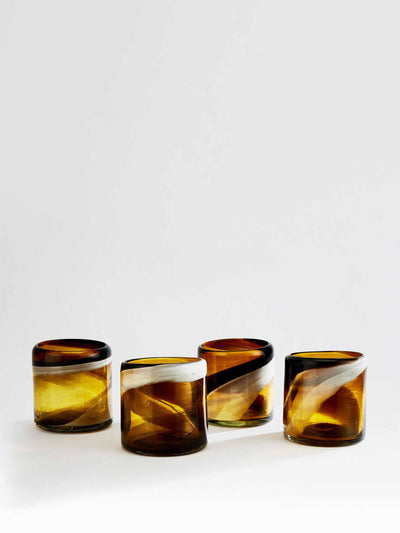 Soho Home Brown and white swirl glass tumblers ( set of 4 ) at Collagerie