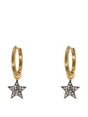 Diamond star hoop earrings