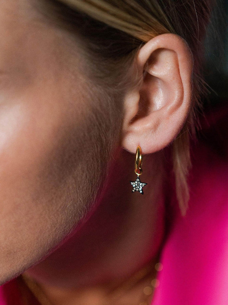 Diamond star hoop earrings