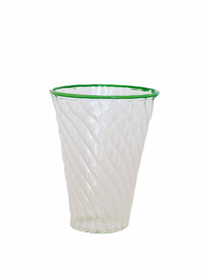 Style Your Spaces Green rim glass tumbler at Collagerie