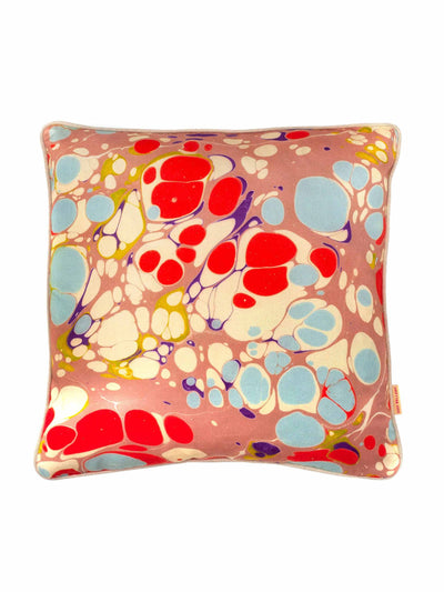 Susi Bellamy Pink marbled ink print cushion at Collagerie