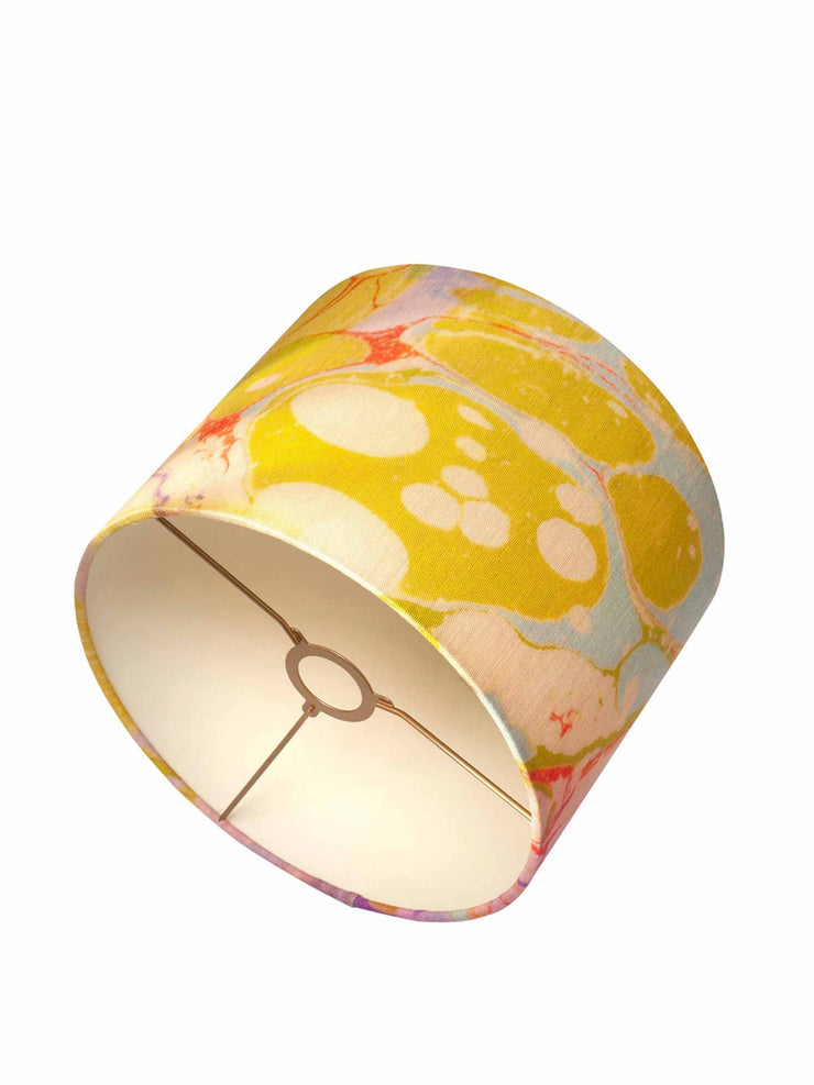 Yellow marbled linen lampshade
