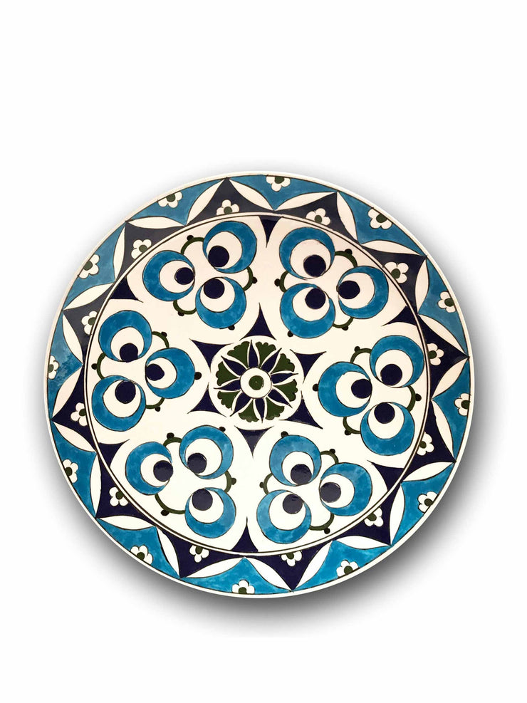 Blue patterned large dinner plate