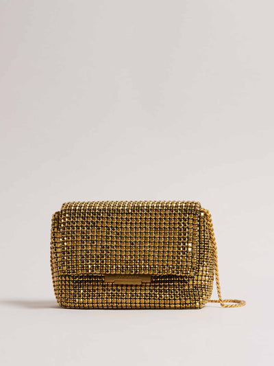 Ted Baker Gold crystal embellished cross body bag at Collagerie