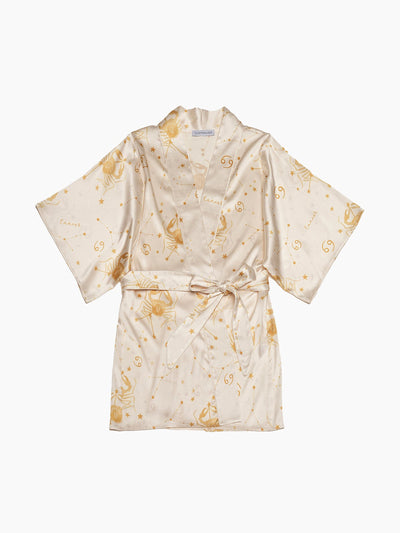 Sleepwalker Cancer zodiac print silk kimono at Collagerie