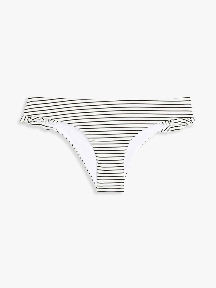 Ruffled striped low rise bikini briefs