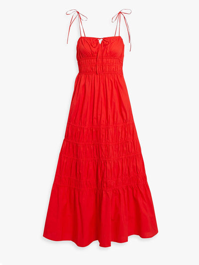 Nicholas Red strappy cotton midi dress at Collagerie