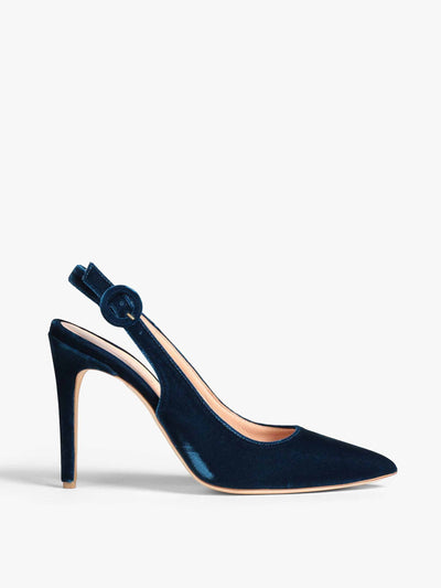 Rupert Sanderson Royal blue velvet heels at Collagerie