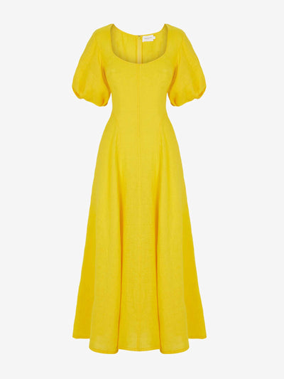 Three Graces London yellow scoop neck midi dress at Collagerie