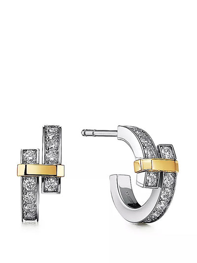 Tiffany & Co Platinum and gold accent hoop earrings at Collagerie