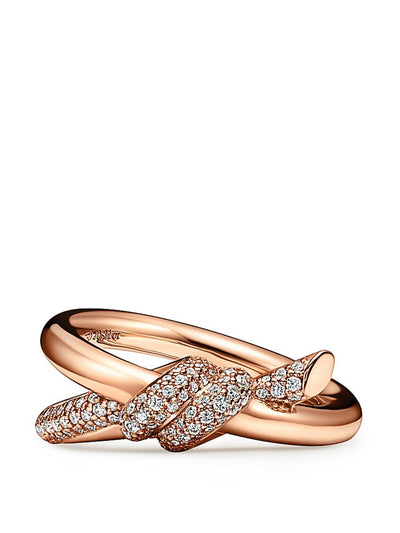 Tiffany & Co Rose gold diamond detail knot ring at Collagerie