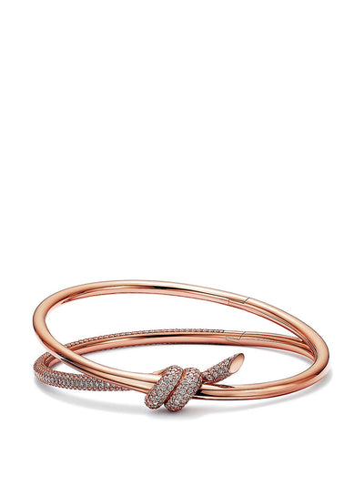 Tiffany & Co Rose gold diamond detail hinged knot bracelet at Collagerie