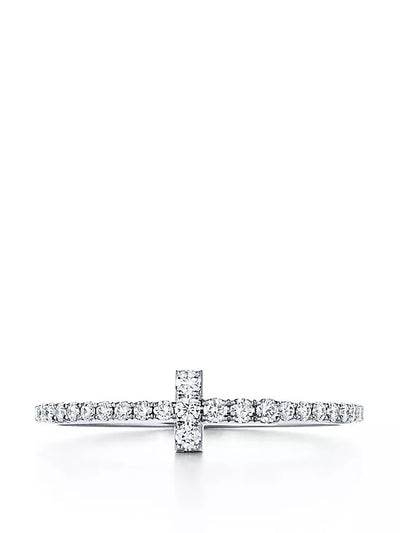 Tiffany & Co White gold T diamond wire ring at Collagerie