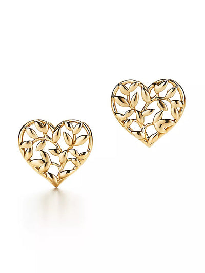 Tiffany & Co Gold olive leaf heart earrings at Collagerie