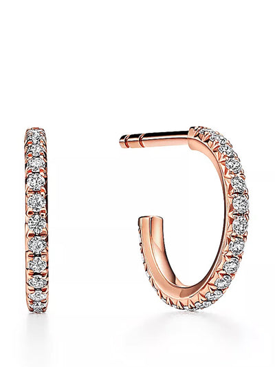 Tiffany & Co Rose gold diamond hoop earrings at Collagerie