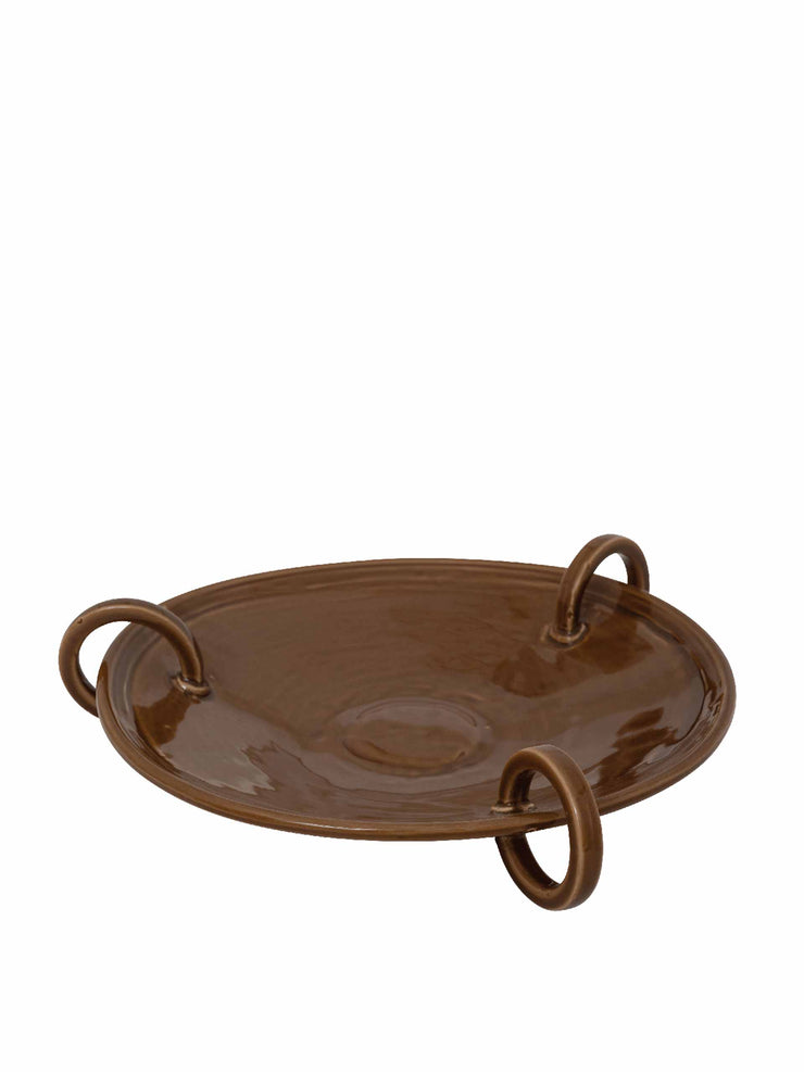 Brown stoneware decorative bowl