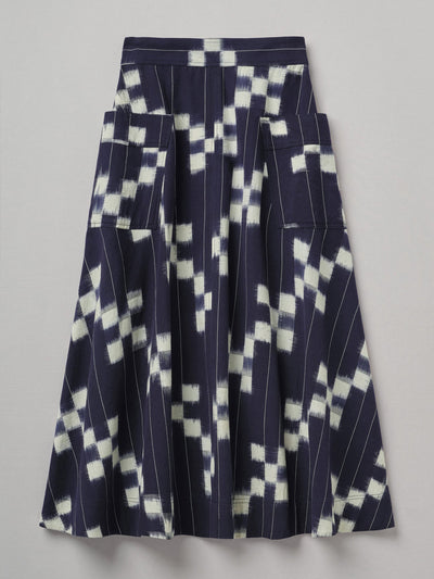 Toast Flared check navy skirt at Collagerie