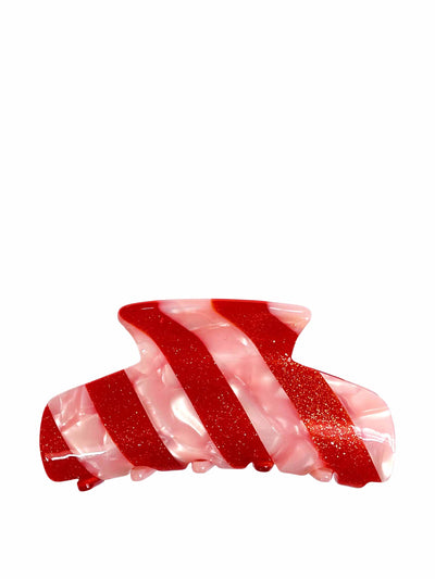 Tort Red and pink stripe hair clip at Collagerie