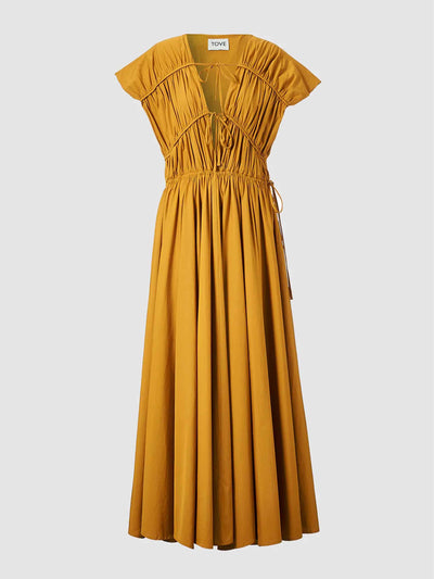 Tove Mustard cotton midi dress at Collagerie