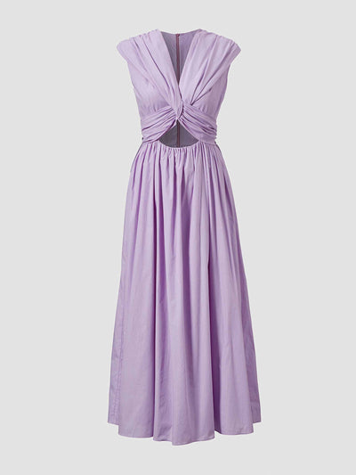 Tove Cut out lilac cotton midi dress at Collagerie