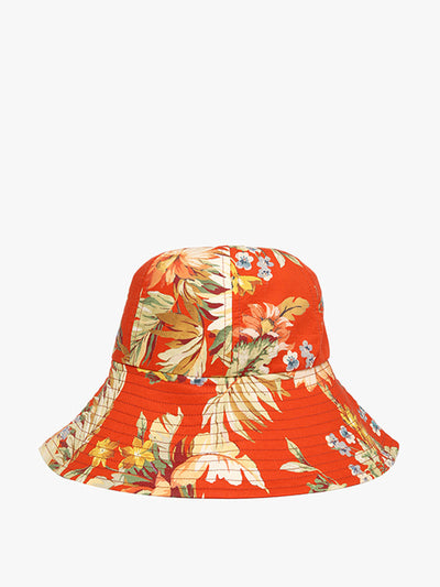 ERDEM Cotton poplin orange Liberty palm bucket hat at Collagerie