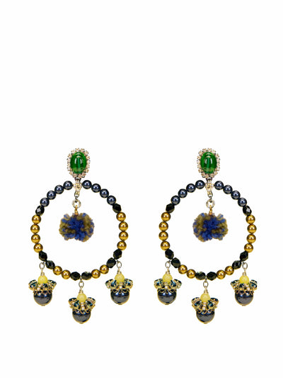 Vickisarge Gold plated embellished hoop earrings at Collagerie