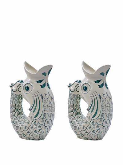 Villa Bologna Earthenware clay fish jugs (set of 2) at Collagerie