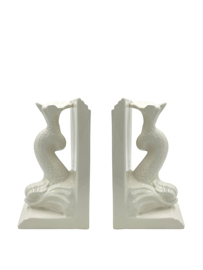 Villa Bologna Pair of dolphin bookends in cream at Collagerie