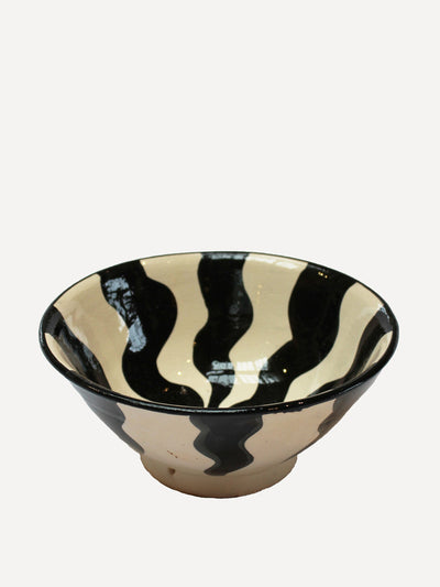 Arbala Black and white wavy bowl at Collagerie