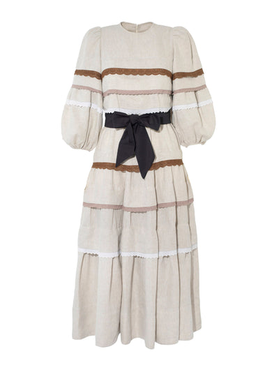 Anna Mason Natural white or black Mimi midi dress at Collagerie