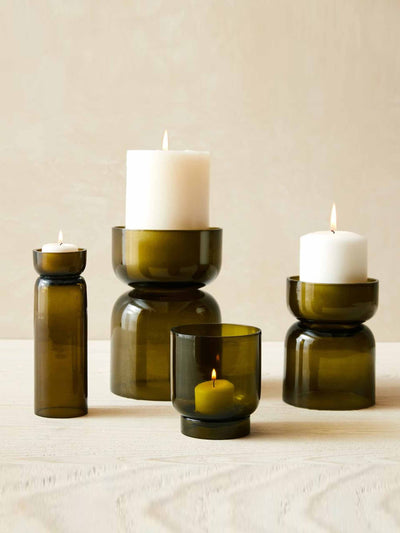 West Elm Olive glass candleholder at Collagerie