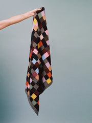 Patchwork hand-intarsia Geelong baby blanket in multicolour